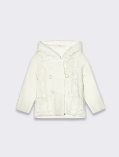 Piazza Italia Neonata<Cardigan da neonata con cappuccio e bottoni con pelliccia interna - sporco