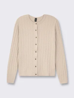 Donna Piazza Italia Donna|Maglieria<Cardigan in maglia con lavorazione a treccia - Sabbia