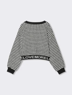 Piazza Italia Bambina|Maglieria<Cardigan in maglia con motivo bianco e nero e con scritte jaquard a contrasto - Fantasia