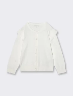 Piazza Italia Bambina|Maglieria<Cardigan in maglia di cotone con rouches sulle spalle e abbottonatura sul davanti -