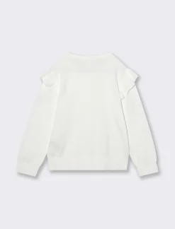 Piazza Italia Bambina|Maglieria<Cardigan in maglia di cotone con rouches sulle spalle e abbottonatura sul davanti -