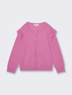 Piazza Italia Bambina|Maglieria<Cardigan in maglia di cotone con rouches sulle spalle e abbottonatura sul davanti -