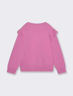 Piazza Italia Bambina|Maglieria<Cardigan in maglia di cotone con rouches sulle spalle e abbottonatura sul davanti -