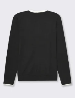 Donna Piazza Italia Donna|Maglieria<Cardigan in maglia fine con dettaglio contrasto su tinta e polsi -