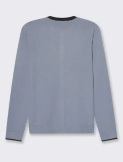 Donna Piazza Italia Donna|Maglieria<Cardigan in maglia fine con dettaglio contrasto su tinta e polsi - Celeste