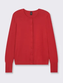 Donna Piazza Italia Donna|Maglieria<Cardigan in maglia fine di viscosa con dettaglio bottoni effetto dorato -