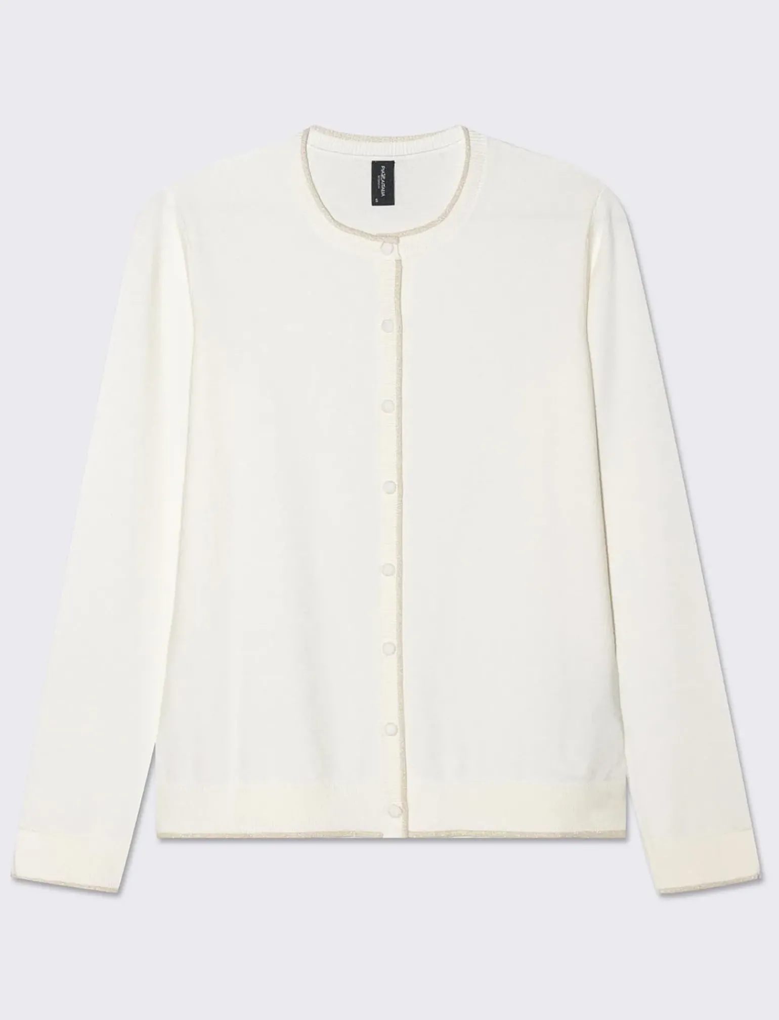 Donna Piazza Italia Donna|Maglieria<Cardigan in maglia fine, modello girocollo con dettagli lurex - Avorio