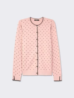 Donna Piazza Italia Donna|Maglieria<Cardigan in morbido filato con motivo floccato stampato - antico