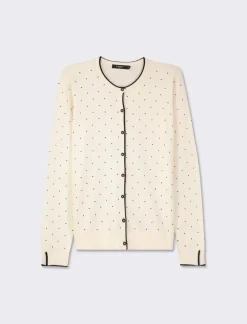 Donna Piazza Italia Donna|Maglieria<Cardigan in morbido filato con motivo floccato stampato - Avorio