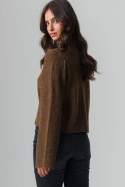 Donna Piazza Italia Donna|Maglieria<Cardigan manica lunga con scollo a V e polso svasato - tabacco