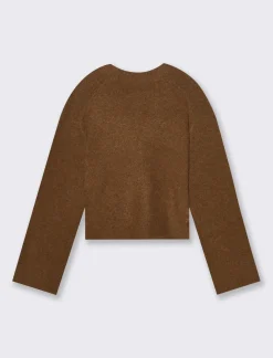 Donna Piazza Italia Donna|Maglieria<Cardigan manica lunga con scollo a V e polso svasato - tabacco