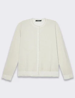 Donna Piazza Italia Donna|Maglieria<Cardigan manica lunga giro collo in filo effetto metalizzato - Avorio