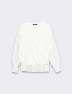 Donna Piazza Italia Donna|Camicie E Casacche<Casacca a manica lunga con scollo ad incrocio - latte