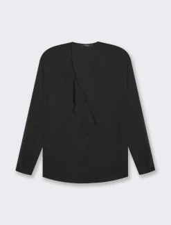 Donna Piazza Italia Donna|Camicie E Casacche<Casacca a manica lunga e scollo a V con rouches -