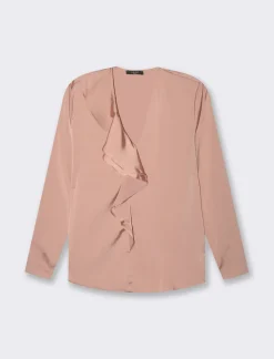 Donna Piazza Italia Donna|Camicie E Casacche<Casacca a manica lunga e scollo a V con rouches -