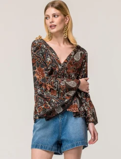 Donna Piazza Italia Donna|Camicie E Casacche<Casacca ampia,stampata con scollo a V con inserti effetto metallizzato - var 1