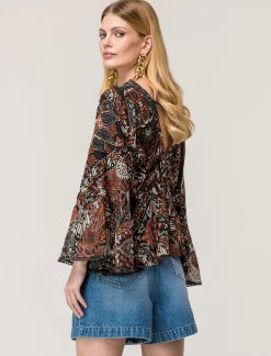 Donna Piazza Italia Donna|Camicie E Casacche<Casacca ampia,stampata con scollo a V con inserti effetto metallizzato - var 1