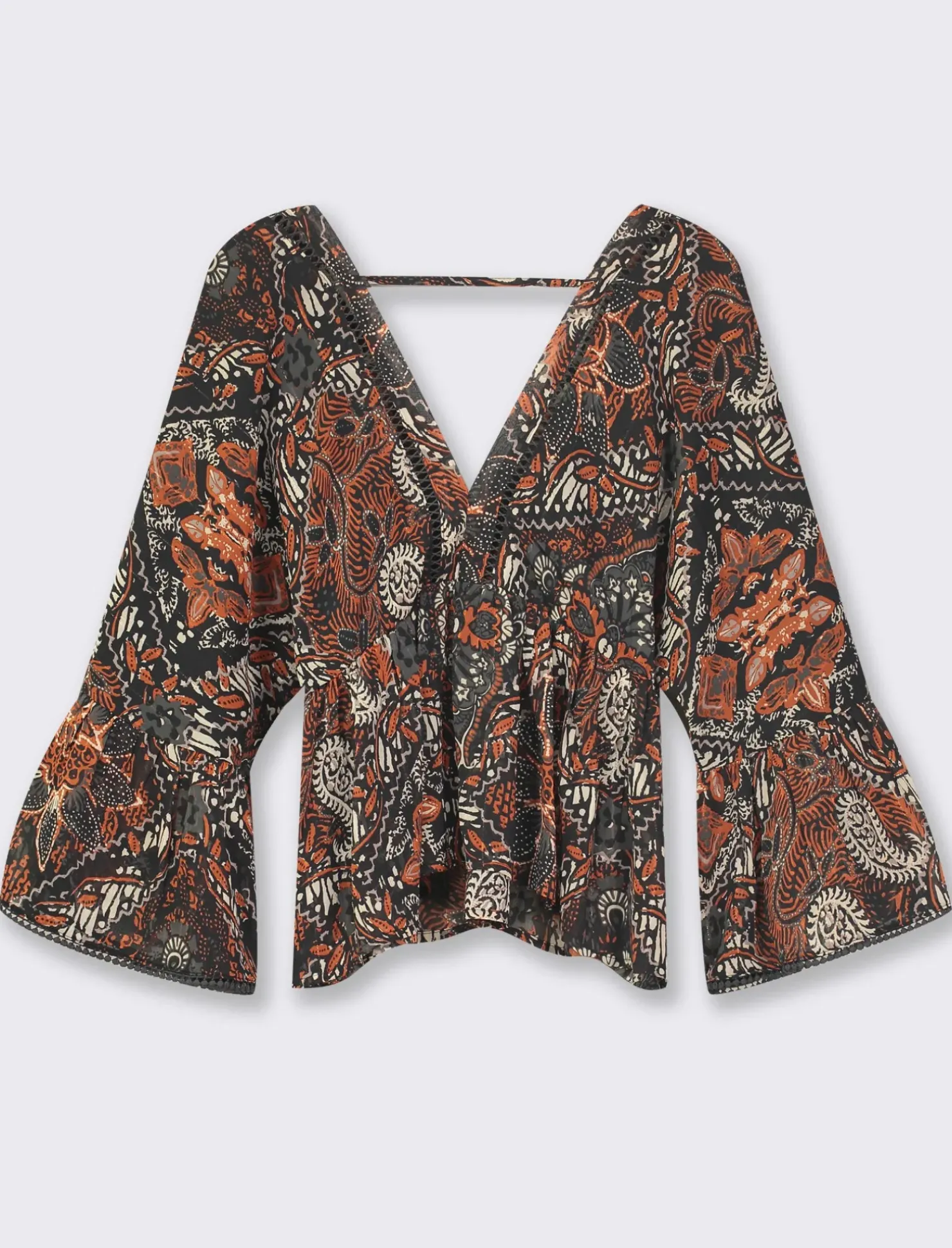 Piazza Italia Casacca ampia,stampata con scollo a V con inserti effetto metallizzato - var 1 Cheap