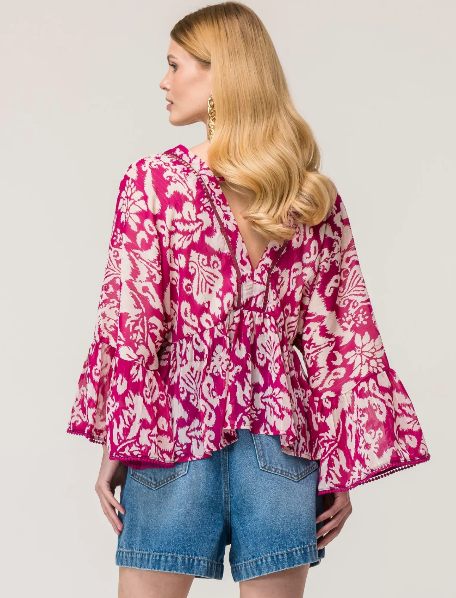 Donna Piazza Italia Donna|Camicie E Casacche<Casacca ampia,stampata con scollo a V con inserti effetto metallizzato - var 2