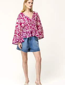 Donna Piazza Italia Donna|Camicie E Casacche<Casacca ampia,stampata con scollo a V con inserti effetto metallizzato - var 2