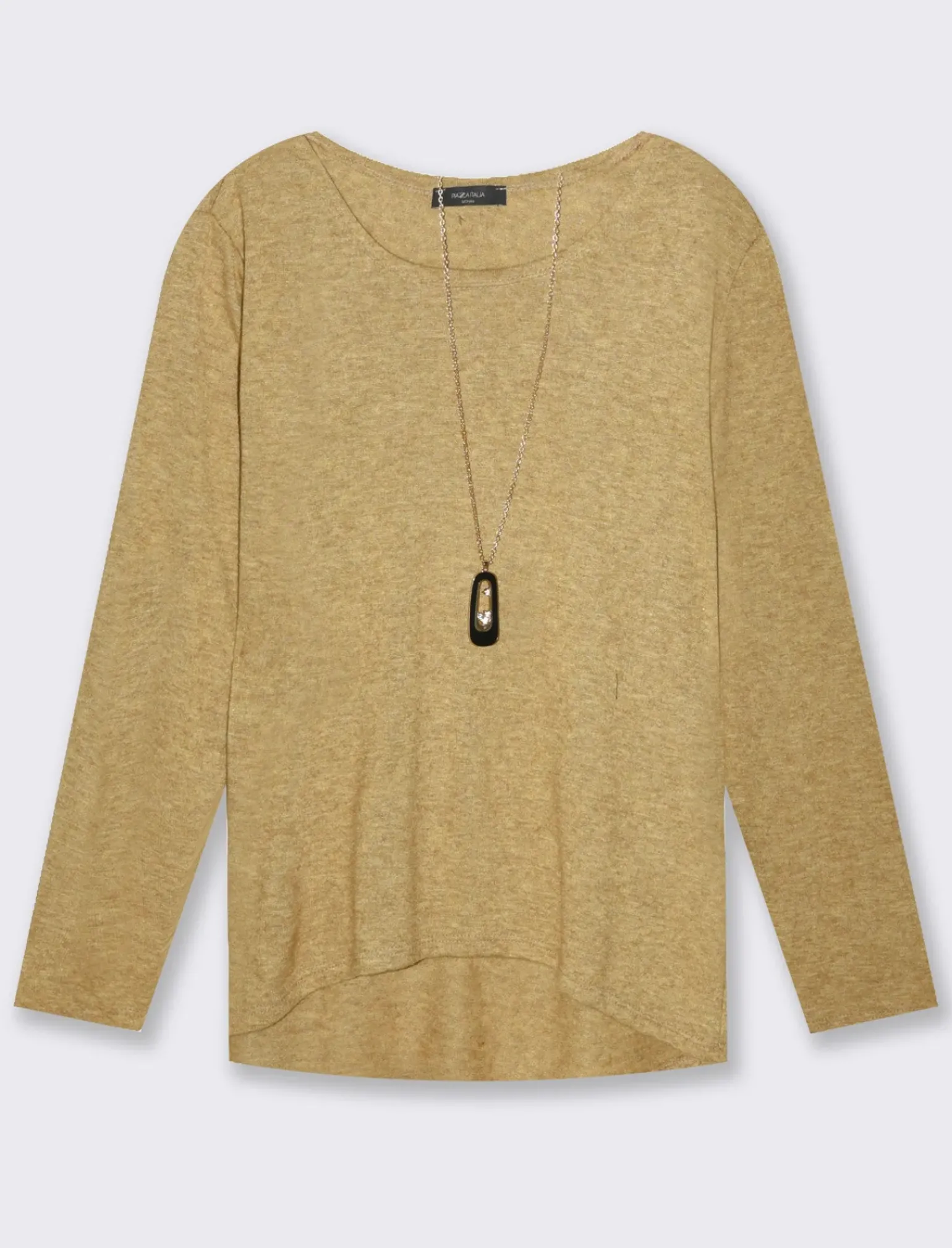 Donna Piazza Italia Donna|Maglieria<Casacca con collana a manica lunga - Cammello