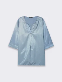 Donna Piazza Italia Camicie E Casacche<Casacca con scollo a V e manica a 3/4 con risvolto. - Denim