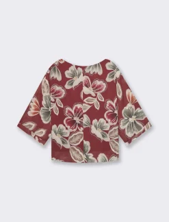 Donna Piazza Italia Donna|Camicie E Casacche<Casacca fantasia con manica a 3/4 da donna - latte