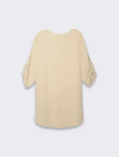 Donna Piazza Italia Donna|Camicie E Casacche<Casacca girocollo con collana e manica a 3/4 - gesso