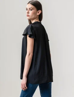 Donna Piazza Italia Camicie E Casacche<Casacca in tessuto fluido, apertura scollo a V e maniche volant -