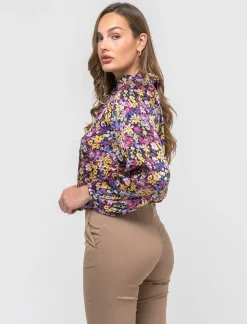 Donna Piazza Italia Camicie E Casacche<Casacca in tessuto fluido e arriccio al collo con laccetti - var 1