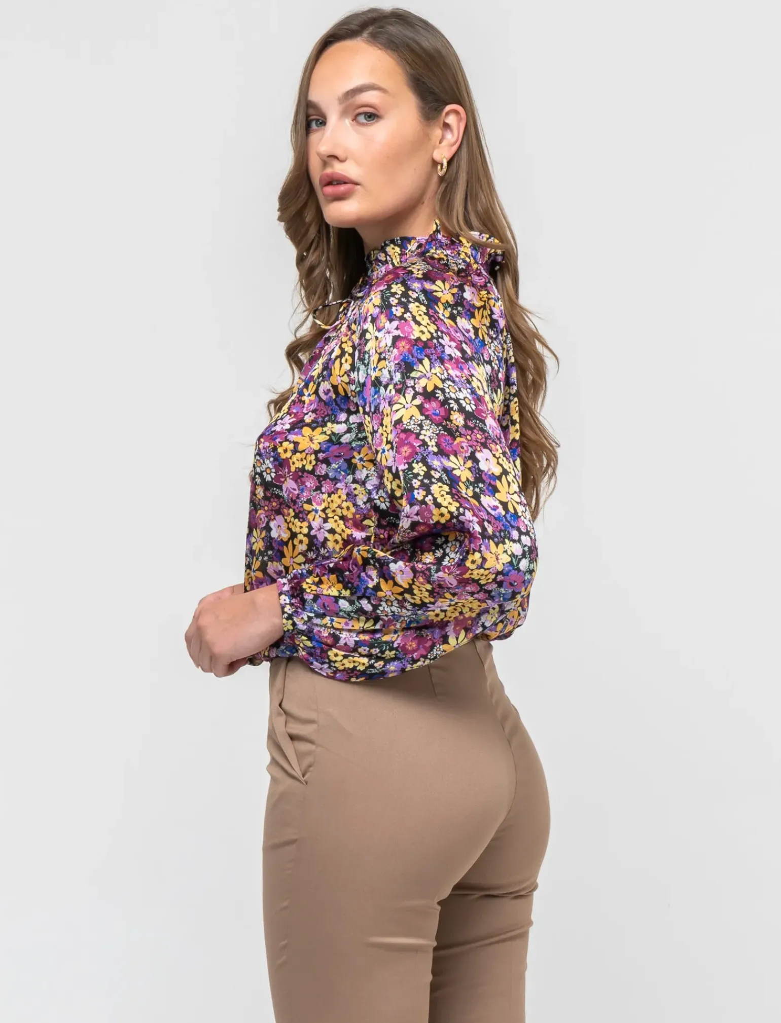 Donna Piazza Italia Camicie E Casacche<Casacca in tessuto fluido e arriccio al collo con laccetti - var 1