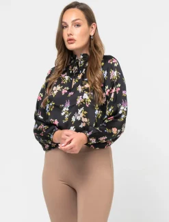 Donna Piazza Italia Camicie E Casacche<Casacca in tessuto fluido e arriccio al collo con laccetti - var 2