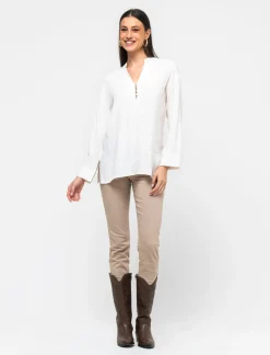 Donna Piazza Italia Camicie E Casacche<Casacca stampata manica 3/4 vestibilità comfort - Avorio