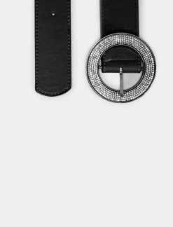 Donna Piazza Italia Cinture<Cintura da donna con fibbia tonda e strass - -argento