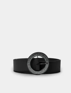 Donna Piazza Italia Cinture<Cintura da donna con fibbia tonda e strass - -argento