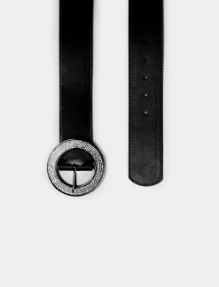 Donna Piazza Italia Cinture<Cintura da donna con fibbia tonda e strass - -argento