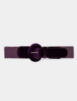 Piazza Italia Cintura da donna elastica con velluto - prugna Viola Shop