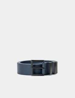 Uomo Piazza Italia Uomo|Cinture E Bretelle<Cintura da uomo in saffiano con fibbia smaltata opaca -