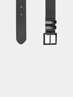 Uomo Piazza Italia Uomo|Cinture E Bretelle<Cintura da uomo in saffiano con fibbia smaltata opaca -