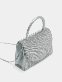 Donna Piazza Italia Donna|Borse E Zaini<Clutch da donna in con patta in strass e tracolla in catena -