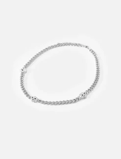 Piazza Italia Collana da uomo catena con teschio in strass - Argento Online