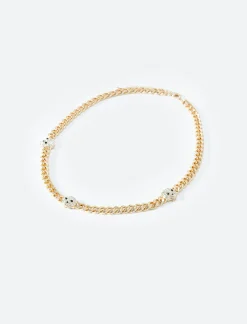 Piazza Italia Collana da uomo catena con teschio in strass - Oro Shop