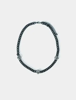 Uomo Piazza Italia Uomo<Collana da uomo catena con teschio in strass -