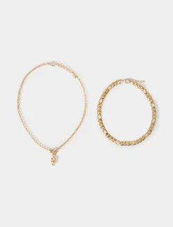 Uomo Piazza Italia Uomo<Collana da uomo catena con teschio -