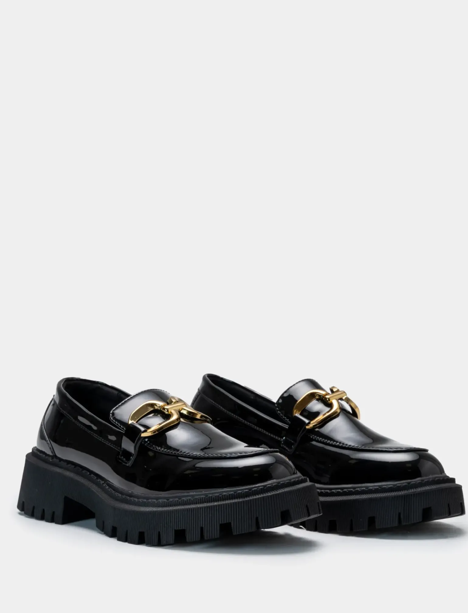 Donna Piazza Italia Donna|Stringate<College di vernice con catena dorata e fondo roccia -