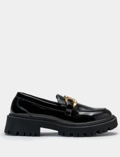 Donna Piazza Italia Donna|Stringate<College di vernice con catena dorata e fondo roccia -