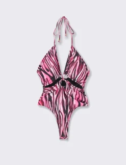 Donna Piazza Italia Donna<Costume mare intero donna zebrato - Zebrato