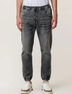 Uomo Piazza Italia Uomo|Jeans<Denim con vita elasticizzata regolabile con laccio -