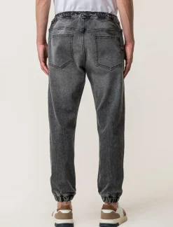 Uomo Piazza Italia Uomo|Jeans<Denim con vita elasticizzata regolabile con laccio -