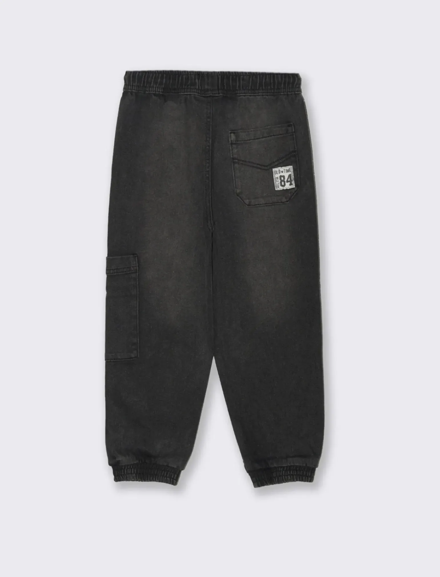 Bambino Piazza Italia Bambino|Jeans<Denim da bambino con tasconi laterali con coulisse in vita ed elastico al fondo - Nero